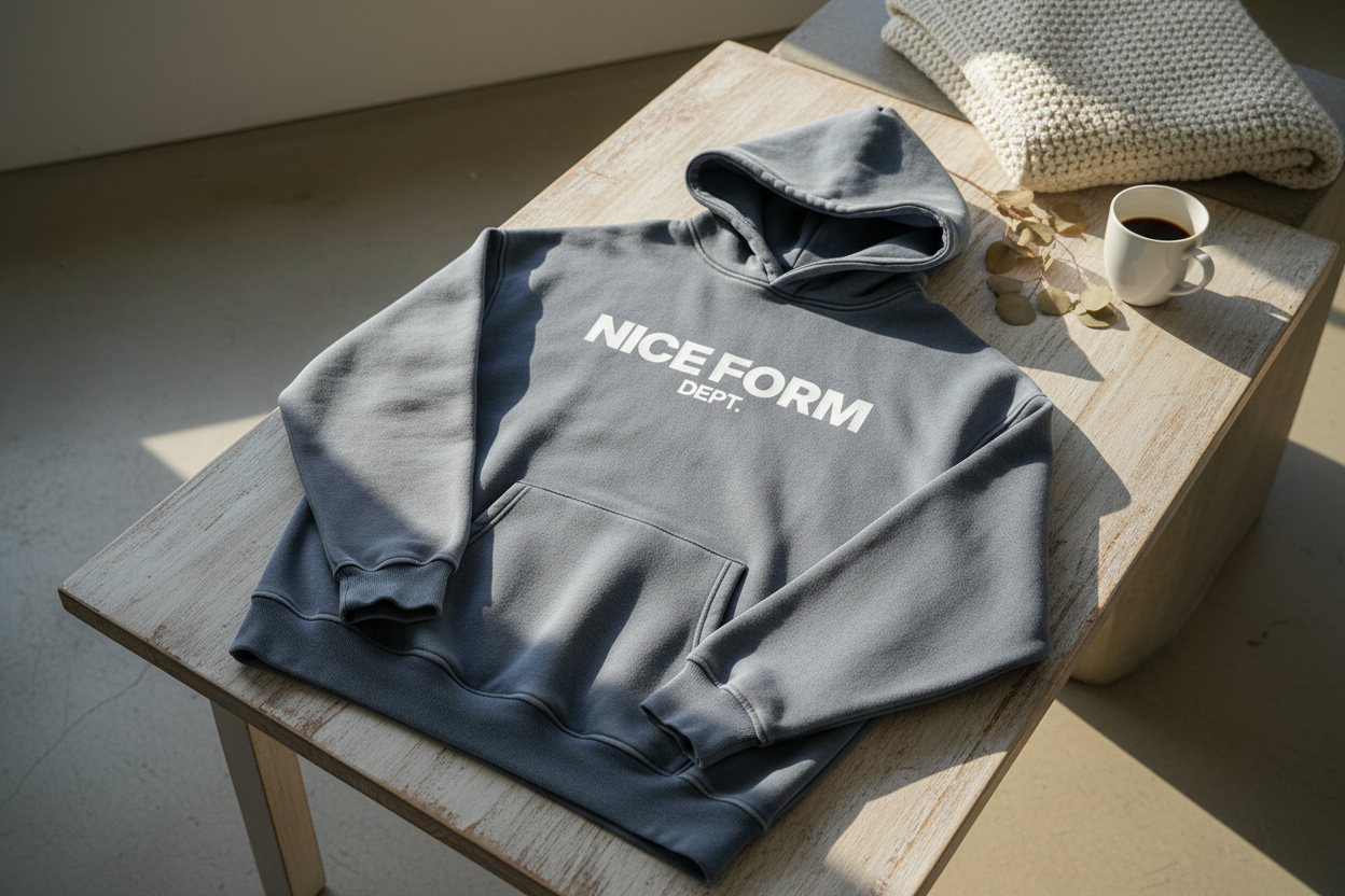 Snow Wash Fleece Oversize Hoodie in lifestyle setting